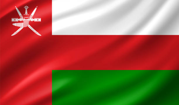 Oman Flag Realistic Vector Illustration, great for backgrounds oman stock illustrations