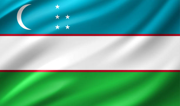 flaga uzbekistanu - frame old fashioned shiny freedom stock illustrations