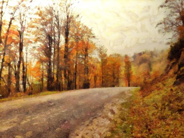 istock Path in the forest in autumn painting 1092154508