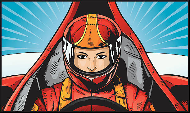 ilustrações de stock, clip art, desenhos animados e ícones de piloto de corrida - car driving women driver