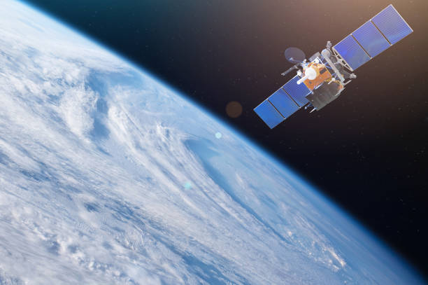 istock Space satellite orbiting the earth. Elements of this image furnished by NASA 1092156418