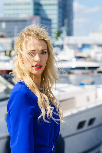 istock Fashion model wearing blue jumpsuit 1092157306