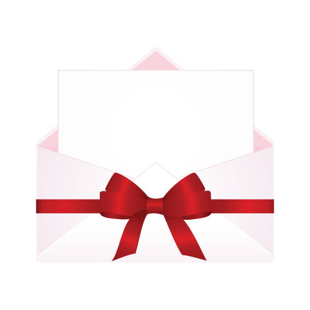 istock Letter in an envelope decorated with Shiny Satin Gift Bow. Envelope with Clean Card. 1092160316