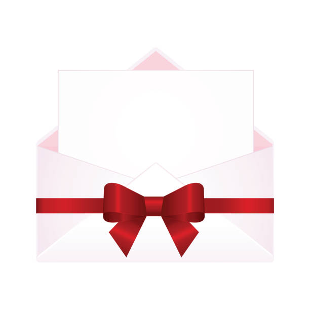 istock Letter in an envelope decorated with Shiny Satin Gift Bow. Envelope with Clean Card. 1092160440