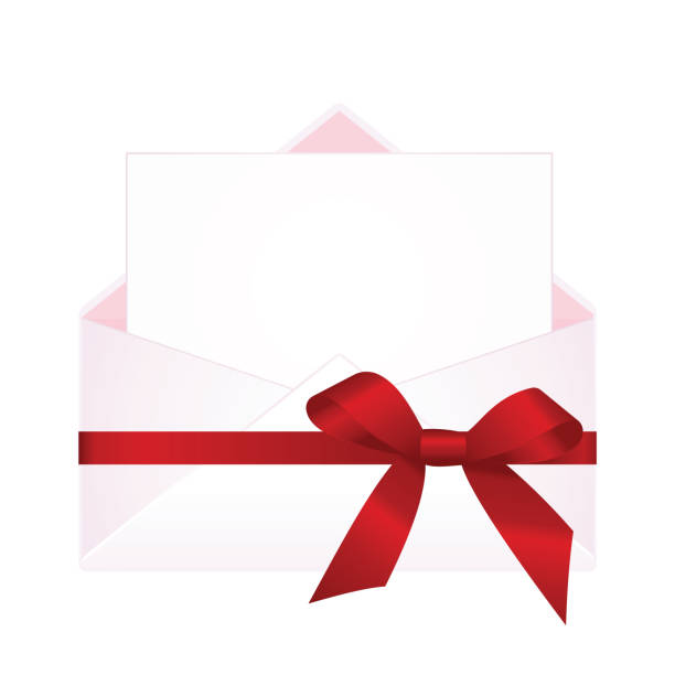 istock Letter in an envelope decorated with Shiny Satin Gift Bow. Envelope with Clean Card. 1092160524