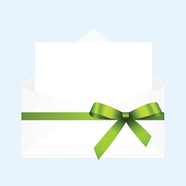 istock Letter in an envelope decorated with Shiny Satin Gift Bow. Envelope with Clean Card. 1092160668