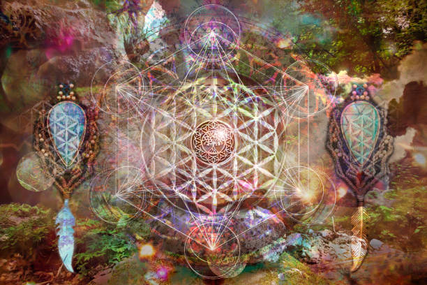mandala digital abstract picture Abstract spiritual background with sacred geometry hallucinogen stock pictures, royalty-free photos & images