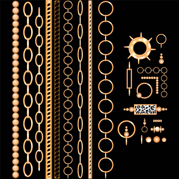 istock Chain set gold collection fashion print illustration 1092165402
