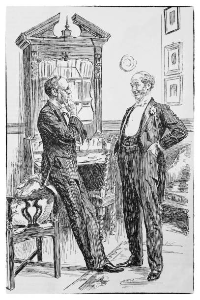 istock Two Gents Chatting - Victorian Era Magazine Illustration 1092168084