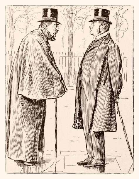 istock Two Gentlemen Chatting - Victorian Era Magazine Illustration 1092168602