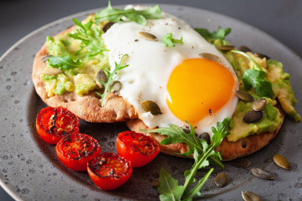 istock breakfast avocado sandwich with fried egg and tomato 1092168672