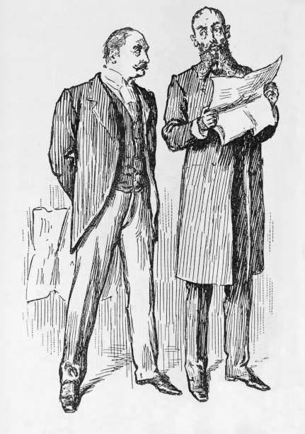 istock Two Gentlemen Talking - Victorian Era Magazine Illustration 1092168820