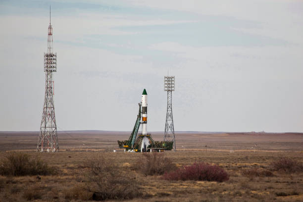 Launch Rocket From the Baikonur Cosmodrome stock photo