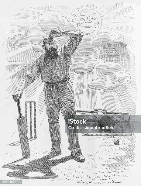 Wg Grace Cricket Legend Victorian Era Magazine Illustration Stock Photo - Download Image Now