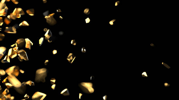 istock Abstract golden particles and pieces on black background 1092169172