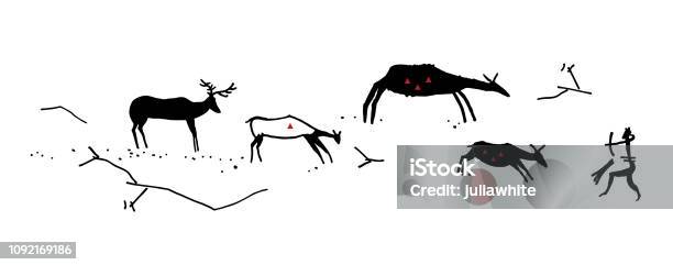 Primitive Hunting Stylization Stock Illustration - Download Image Now - Art, Cave, History