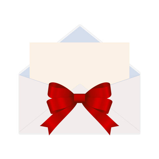 istock Letter in an envelope decorated with Shiny Satin Gift Bow. Envelope with Clean Card. 1092170770