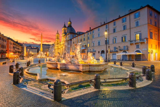 площадь навона, рим. - piazza navona стоковые фото и изображения