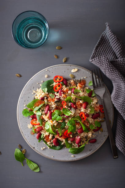 istock healthy bean and quinoa salad with spinach, chili 1092174070