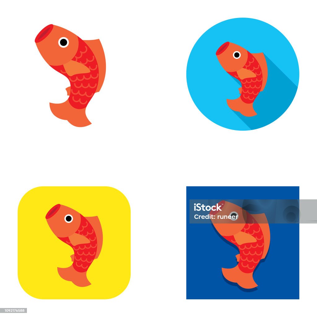 Flat Chinese Koi icons | Kalaful series Flat Koi icons for Chinese New Year on different backgrounds. Abundance stock vector