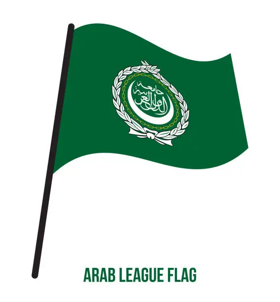 Vector illustration of Arab League Flag Waving Vector Illustration on White Background. Arab Community Flag.