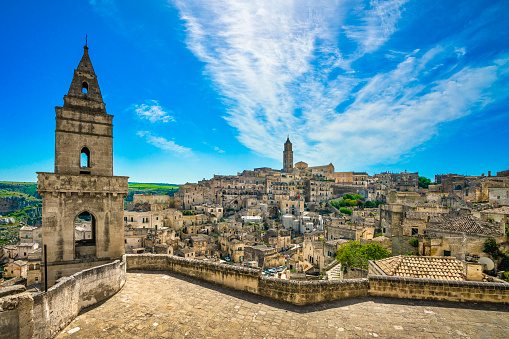 Matera ancient town i Sassi, Unesco world heritage site landmark. Basilicata, Italy, Europe