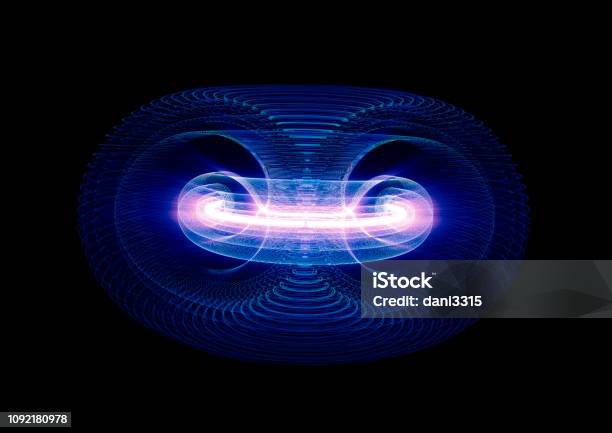 High Energy Particles Flow Through A Tokamak Or Doughnutshaped Device Antigravity Magnetic Field Nuclear Fusion Gravitational Waves And Spacetime Concept Stock Photo - Download Image Now