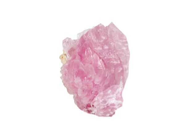 istock Macro mineral stone Rose quartz on white background 1092192316