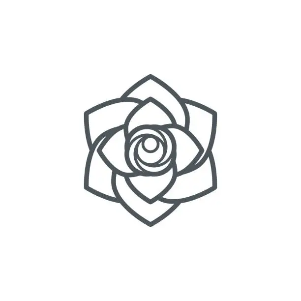 Vector illustration of Rose flower outline icon