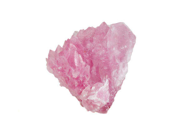 istock Macro mineral stone Rose quartz on white background 1092195180