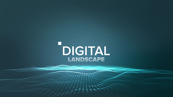 Technology Landscape Vector Tech Surface Dot Land Geometric Data ...