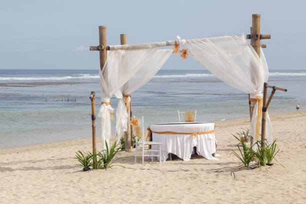 istock Wedding or romantic dinner set up on the beach 1092212834