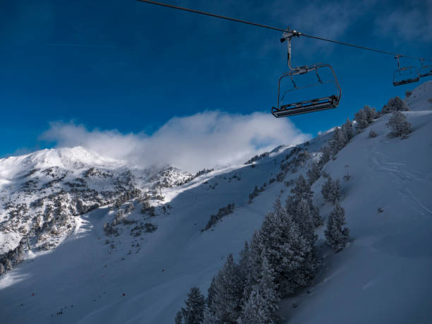 istock Snowy mountains with chairlift 1092216742
