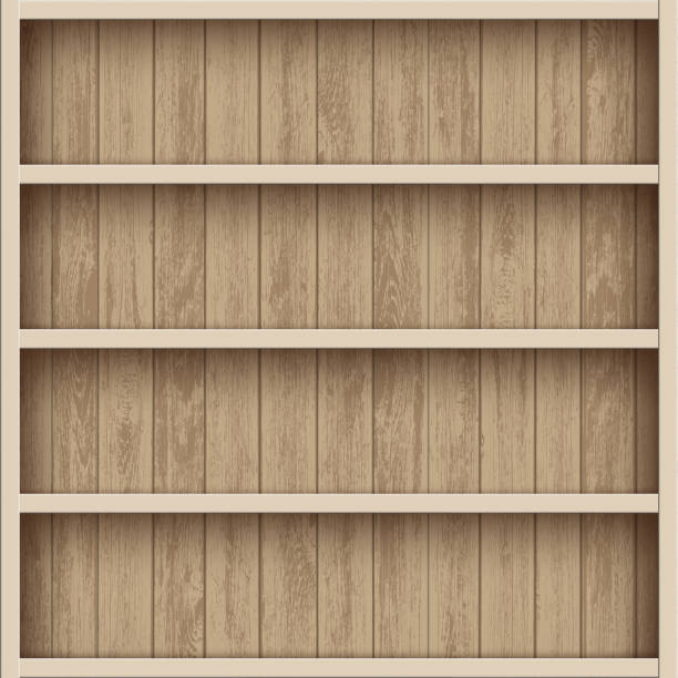 деревянная пустая книжная полка. полки для склада - sale shelf bookshelf wood stock illustrations