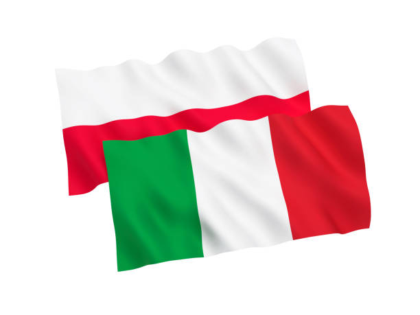 istock Flags of Italy and Poland on a white background 1092226362