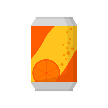Orange soda can illustration. Drink, soda, market place. Food concept. Vector illustration can be used for topics like super market, restaurant