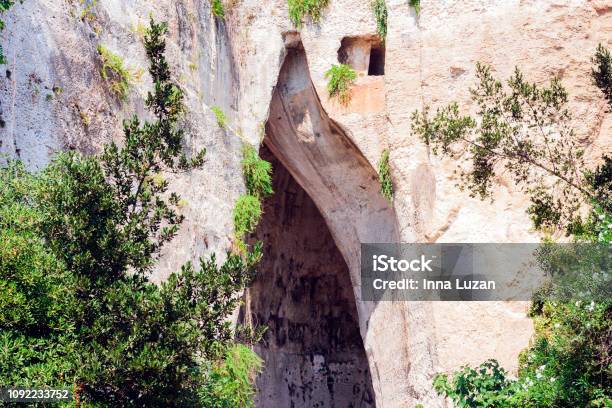 Limestone Cave Ear Of Dionysius With Unusual Acoustics Syracuse Sicily Italy Stock Photo - Download Image Now
