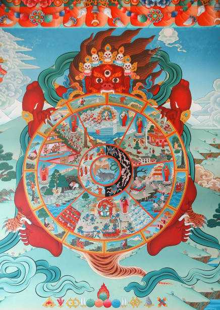 istock Sacred wall image of sansara in a monastery in Kathmandu 1092235956