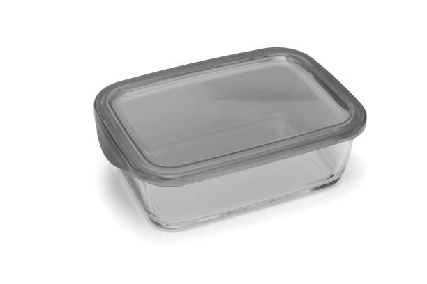 istock Square glass box container with plastic cover isolated on white background 1092236410
