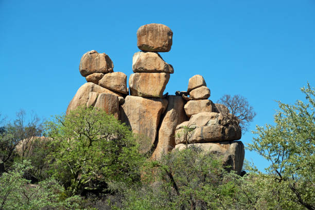 Rock formation ' Mother and Child ' in Matopos National Park, Zimbabwe stock photo