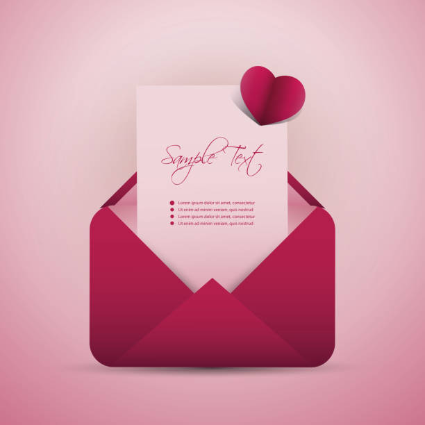 ilustrações, clipart, desenhos animados e ícones de cartão de dia dos namorados - mensagem para o seu amante - mail correspondence romance passion