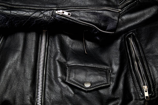 istock vintage leather police style biker jacket 1092239896