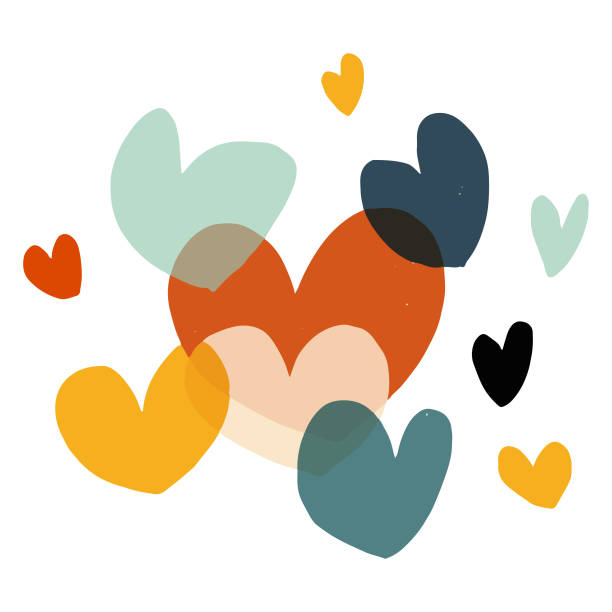 Vector illustration of a collection of hand drawn heart shapes