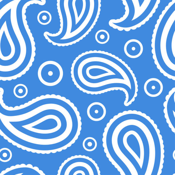 Simple paisley seamless pattern in flat style. Simple minimalistic paisley seamless pattern in flat style. Can be used as symbol of thyroid awareness paisley pattern stock illustrations