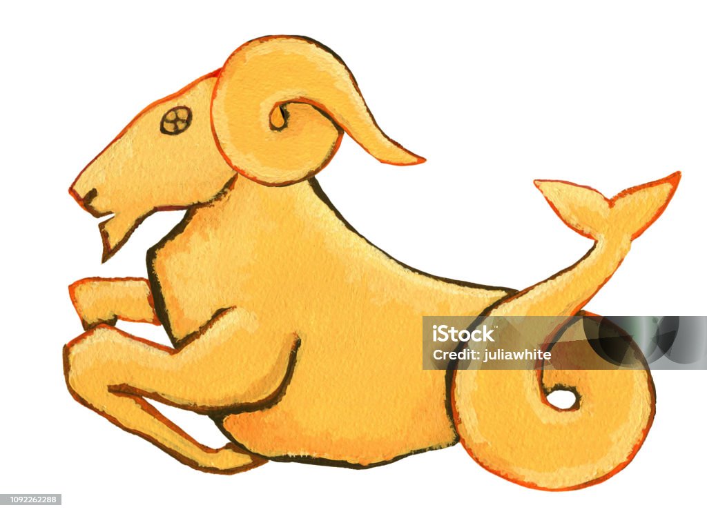 Astrological sign of the zodiac Capricorn as a gingerbread Astrological sign of the zodiac Capricorn as a gingerbread, isolated on a white background Animal stock illustration