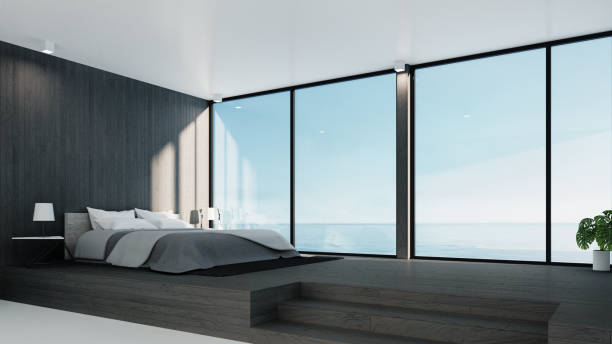 istock The Loft and modern bedroom - Sea view for vacation and summer / 3d rendering interior 1092264768