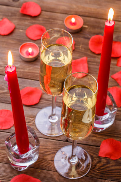 istock Romantic celebration with candles, champagne 1092267268