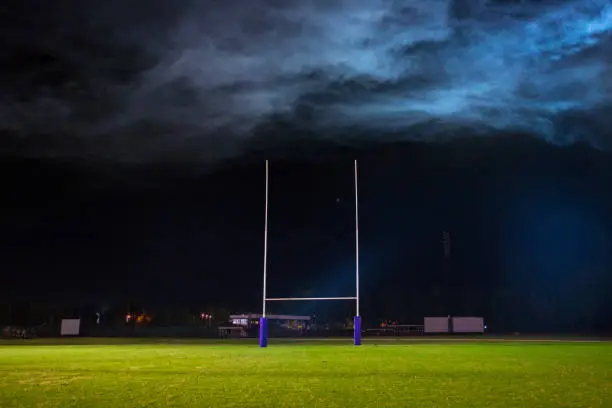 championship game dark concept photo, American Football, Rugby goal posts