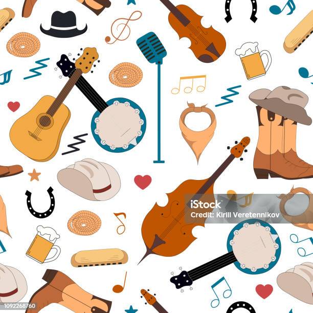 chupar Persona con experiencia estimular Ilustración de Instrumentos Musicales Para La Tienda De Música Escuela Tienda  Música Country Festival De Patrones