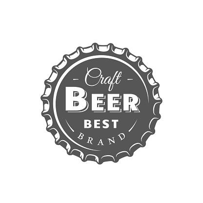 Beer label isolated on white background. Design element. Vector illustration